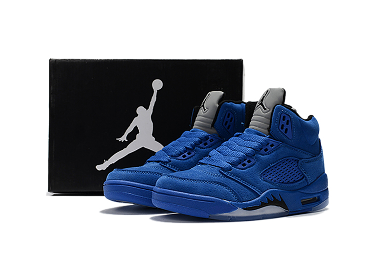 2018 Kids Jordan 5 Sea Blue Shoes